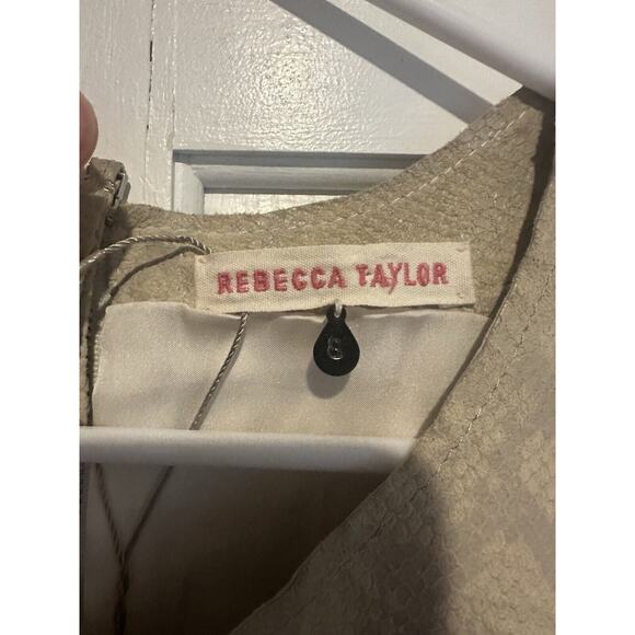 NWT Rebecca Taylor Size 8 100% Pig Leather Python Print Dress Cream Party - Picture 3 of 16